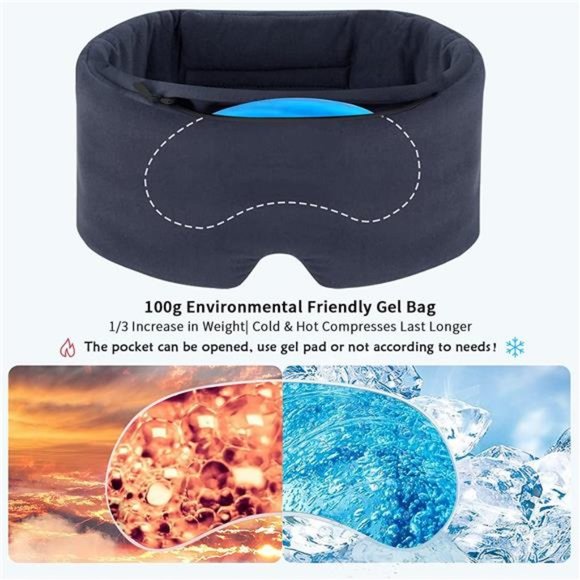 Sleep Mask for Women Men with Cooling/Heated Gel Pad for Dry Puffy Eyes - Picture 4 of 7